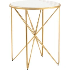 Darby 24 X 20 Inch White And Gold Side Table