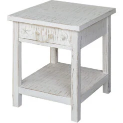 Seaside White 24 X 22 Inch White End Table