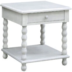 Pembroke Turned Leg 25 X 24 Inch Grey End Table