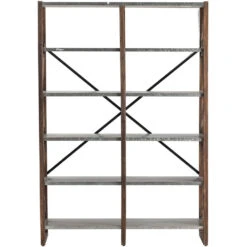 Newhart Dark Brown And Silver Bookshelf