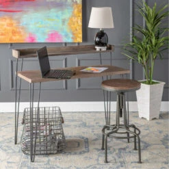 Cody 43 X 18 Inch Dark Brown And Black Desk -Crestview cvfzr4580 lifestyle