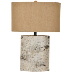 Birch Wood 25 Inch 150 Watt Birch Wood Table Lamp Portable Light