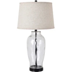 Amelia 30 Inch 150.00 Watt Translucent Clear And Powdercoated Black Table Lamp Portable Light