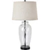 Amelia 30 Inch 150.00 Watt Translucent Clear And Powdercoated Black Table Lamp Portable Light
