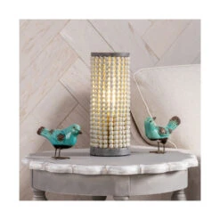 Amelia 14 Inch 60.00 Watt Handfinished Natural And Gray Table Lamp Portable Light -Crestview evly1958 lifestyle 2